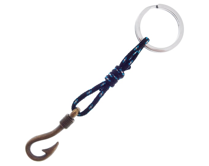 Metal Keychain, Hook Mens Key Chain, Outdoor Rope Key Ring, Creative Fishhook Fisherman Gift Key Holder