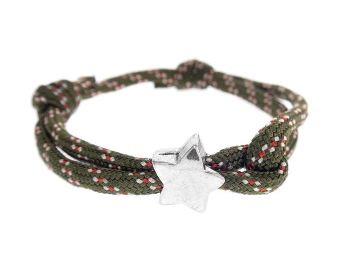 Yoga Bracelet Wrap Around. Friendship Cord Jewelry with Star Symbol. Designer Yoga Charm Wrist Bracelet for Men, Girl. Adjustable Rope. 4 mm