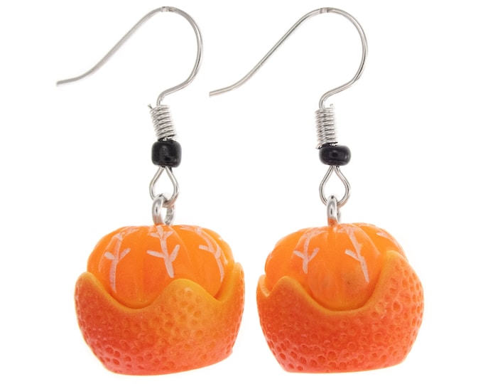 Vegan Girlfriend Gifts Funny. Orange Fruit Earrings. Hawaii Gift Ideas for Her Birthday. Jamaica Summer Cute Jewelry, Unique Cool Earrings