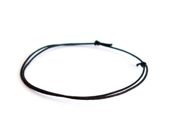Black Rope Bracelet For Men. Black Rope Bracelet For Women and Girls. Black Cord Mens Bracelet of Nautical (Parachute) Knotted Cord. 0.8mm