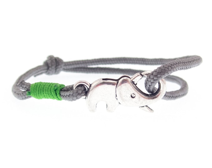 Elephant Bracelet Men, Men's Bracelet, Elephant Ankle Bracelet, Lucky Link Charm with Knot Cord. Chakra and Good Luck Cuff. 2mm