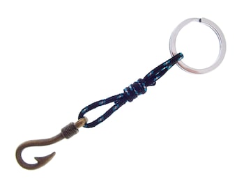 Metal Keychain, Hook Mens Key Chain, Outdoor Rope Key Ring, Creative Fishhook Fisherman Gift Key Holder