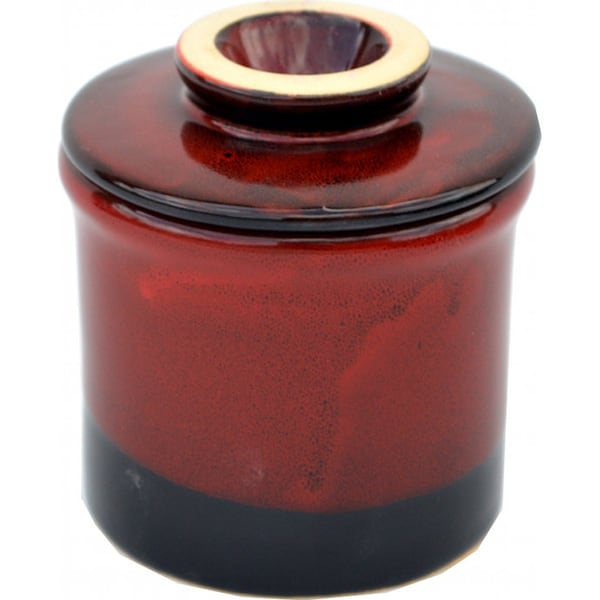 Red on Black French Butter Keeper