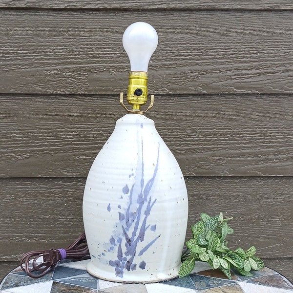 1980's Hand Thrown Danish Studio Pottery Lavendar Stoneware Jug Table Lamp- FREE SHIPPING