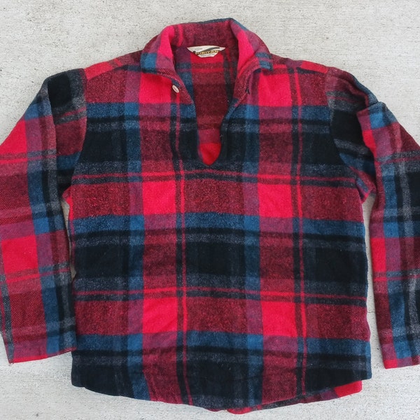 1940's Puritan Plaid Wool Tartan Fleece Pullover Jacket- Modern Unisex- Historical Collectors Piece- FREE SHIPPING