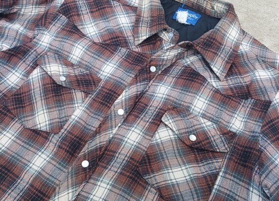 Vintage Wrangler Pearl Snap Insulated Flannel Jacket Shirt Etsy Canada