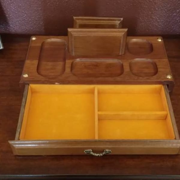 Mid to Late Century Centurion Men's Valet Wooden Jewelry Box- FREE SHIPPING