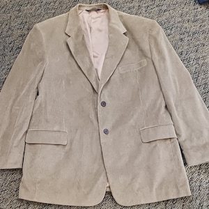 Vintage Stafford Medium Brown Men&#39;s Cotton Corduroy Two Button Blazer- 46R