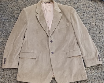 Vintage Stafford Medium Brown Men's Cotton Corduroy Two Button Blazer- 46R