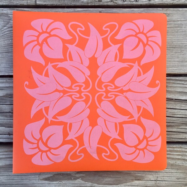 Vintage Retro Hawaiian Orange and Pink Floral Scrapbook Photo Album- FREE SHIPPING