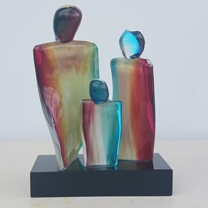 Signed Numbered (13/500) Marco Guiman Murano-Mid Century Italian Glass Sculpture of Family- Father Mother and Child- FREE SHIPPING