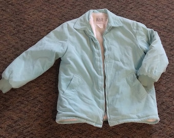 Vintage Blair Seafoam Turquoise Cordury and Faux Fur Lined Oversized Women's Coat- Medium- FREE SHIPPING