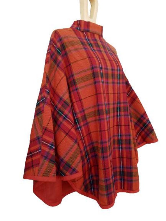 1960's Vintage MOD Plaid Orange and Purple Wool C… - image 2