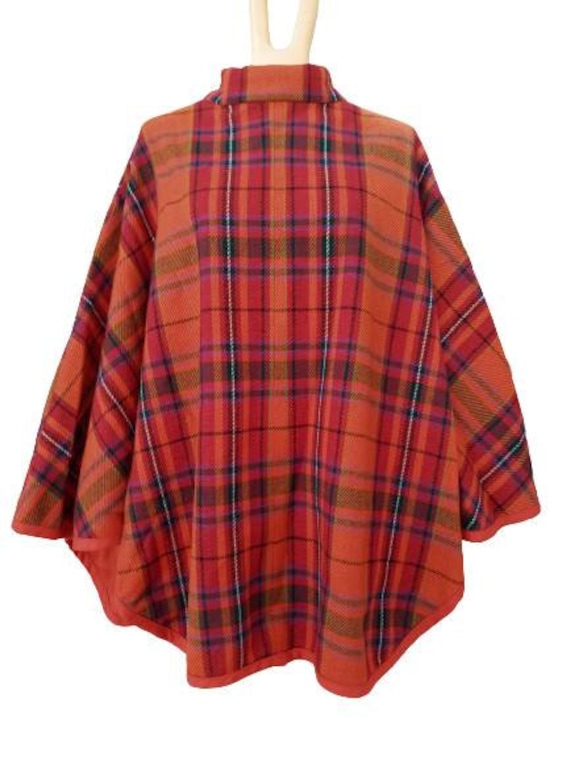 1960's Vintage MOD Plaid Orange and Purple Wool C… - image 1