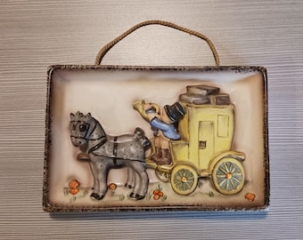 Early Marking 1950-1959 Goebel Wall Plaque- The Mail is Here- Marked Stickered Porcelain Figurine- Germany- FREE SHIPPING