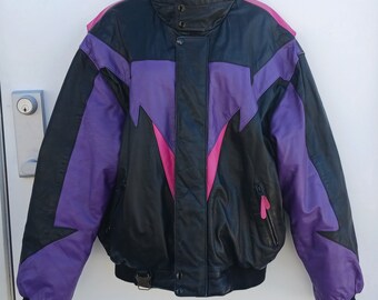 ジャケット・アウター 90s vintage Tailored Jacket Black Purple Vintage 90s Zipper Jacket Purple/Vapor Inspired, Size L | eBay