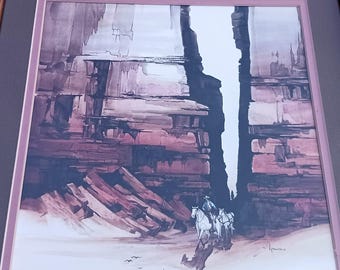 Michael Atkinson Cowboy (#479) Dark Oak Framed Watercolor Print- FREE SHIPPING