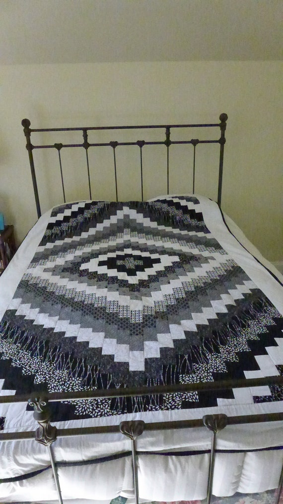 Modern Quilt Black And White Twin Size Quilt Twin Coverlet Etsy