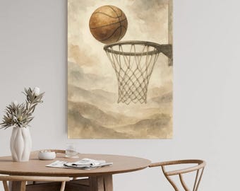 Basketball Hoop Wall Art Canvas Sports Kids Room