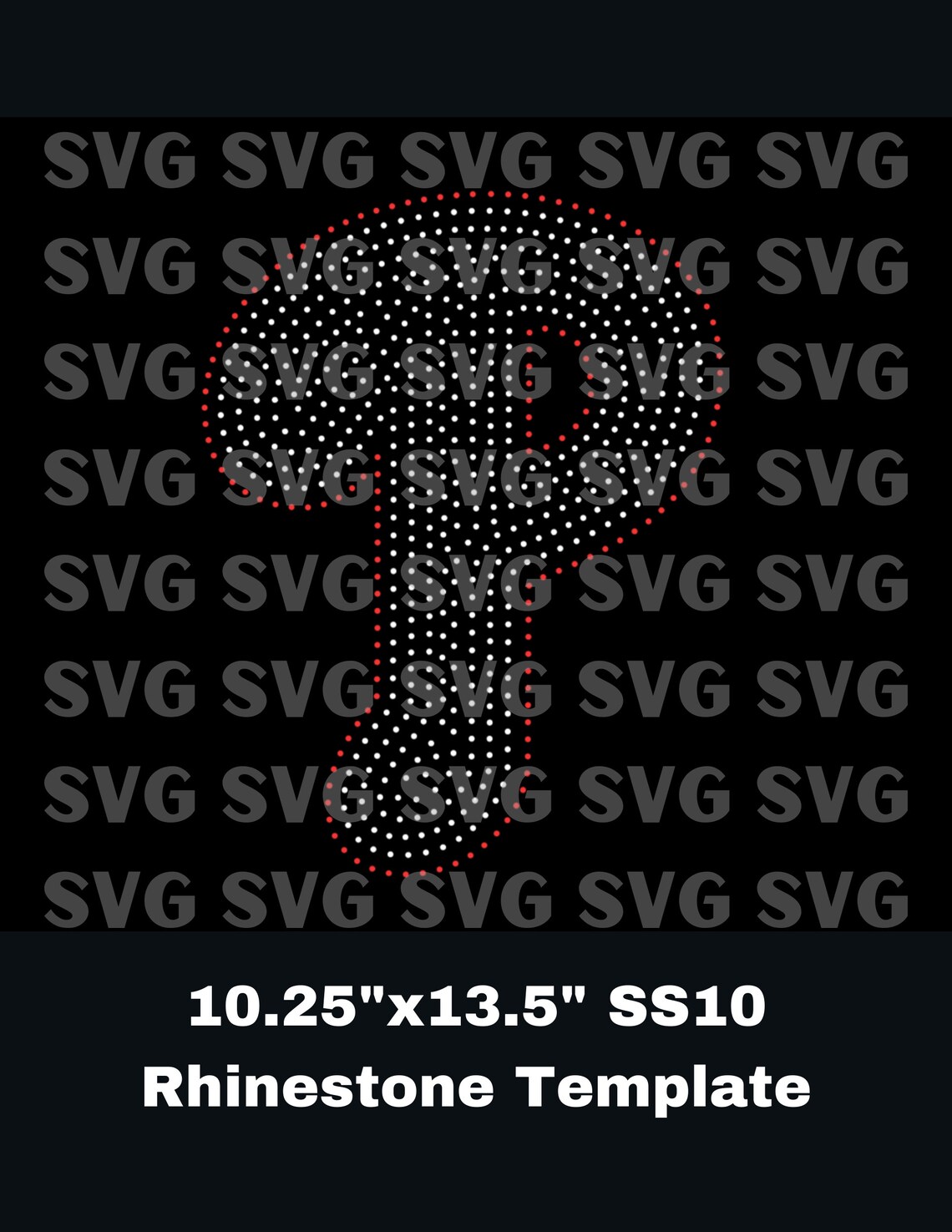 Large Phillies P Rhinestone Template Etsy