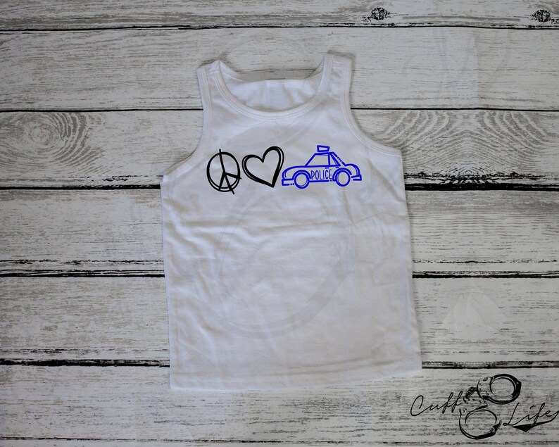 Peace Love Police Youth Tank Thin Blue Line Youth Tank Top Kids/' Police Shirt Thin Blue Line Kids TBL Kids Shirt TBL Youth Tank