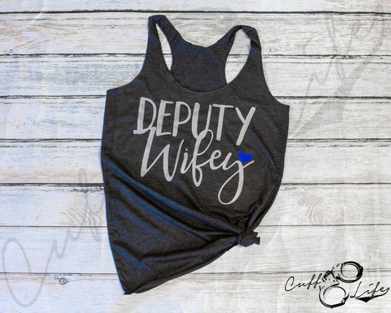 Happily Ever After Deputy Wife Fringe Tank Thin Blue Line Tank Police Wife Tank Deputy Wife Tank Police Wife Shirt LEOW Tank Top