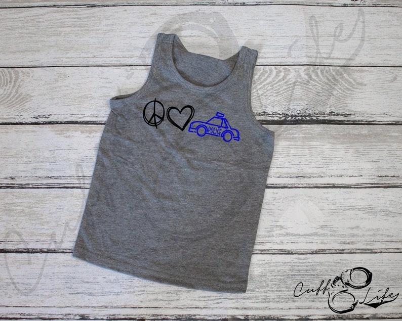 Peace Love Police Youth Tank Thin Blue Line Youth Tank Top Kids/' Police Shirt Thin Blue Line Kids TBL Kids Shirt TBL Youth Tank