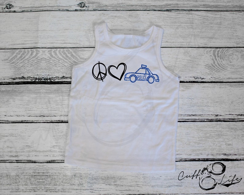 Peace Love Police Youth Tank Thin Blue Line Youth Tank Top Kids/' Police Shirt Thin Blue Line Kids TBL Kids Shirt TBL Youth Tank