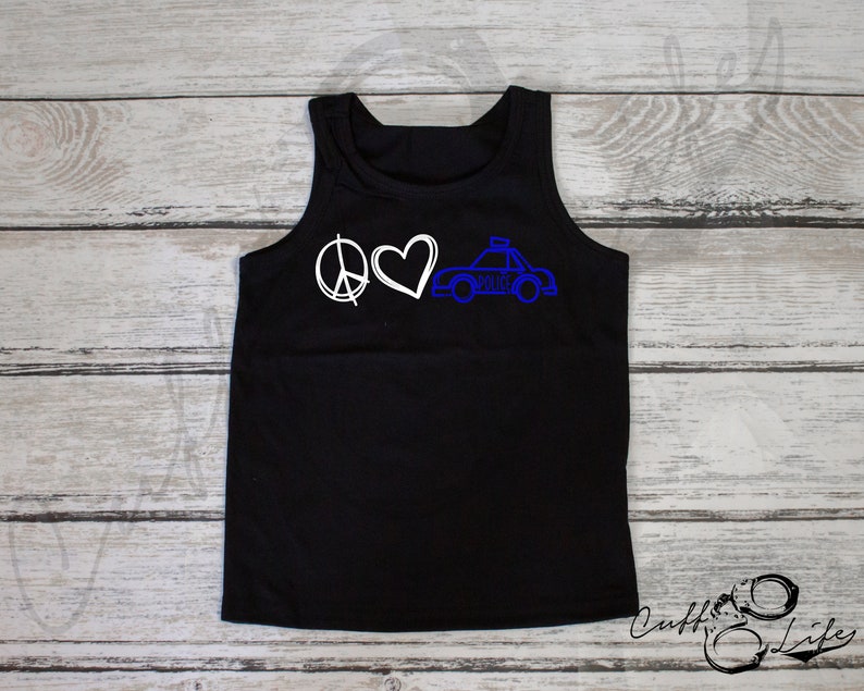Peace Love Police Youth Tank Thin Blue Line Youth Tank Top Kids/' Police Shirt Thin Blue Line Kids TBL Kids Shirt TBL Youth Tank