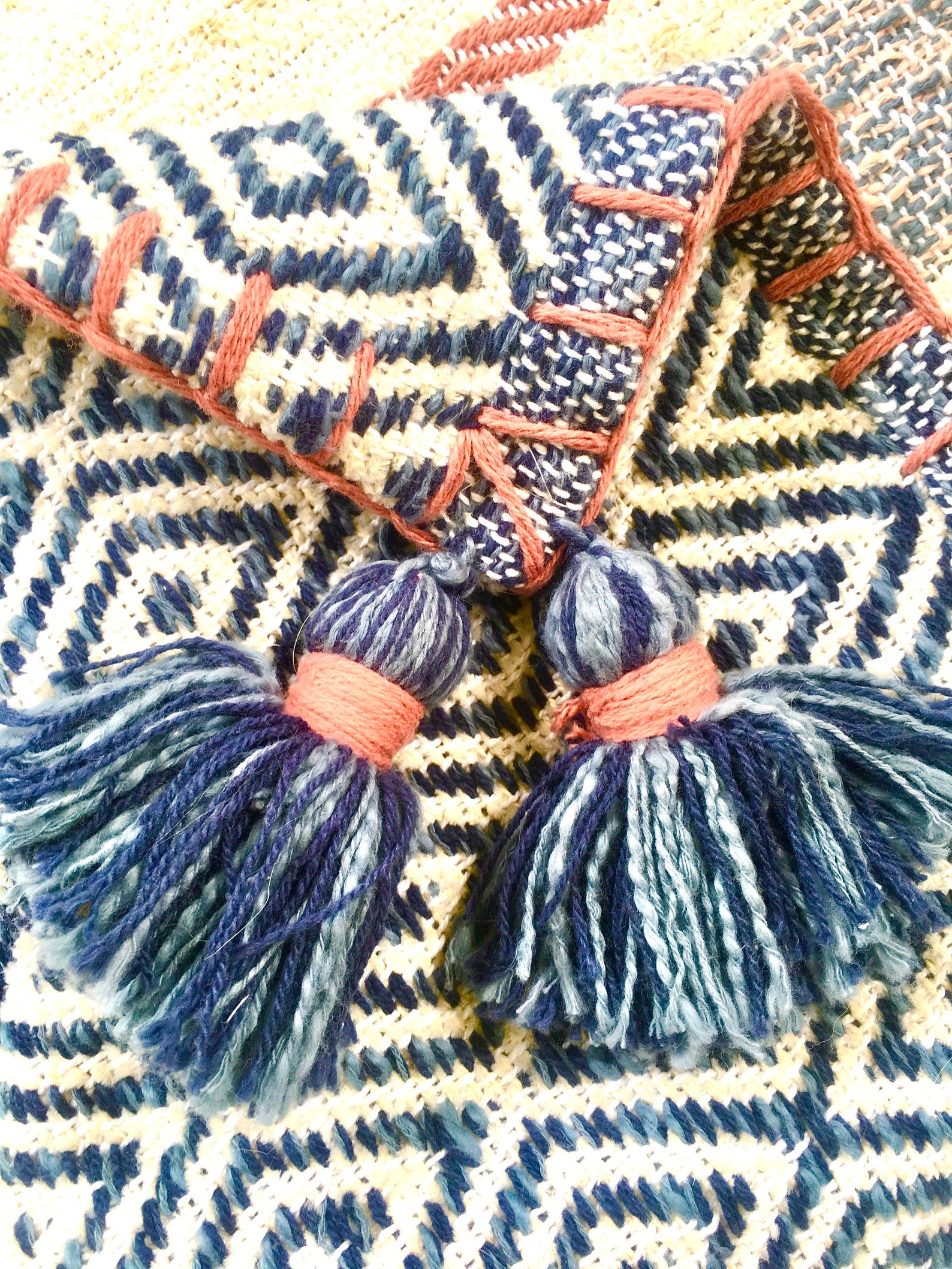 Cream Cotton tassel sofa Throw/ decorative sofa blanket/ Beach Etsy