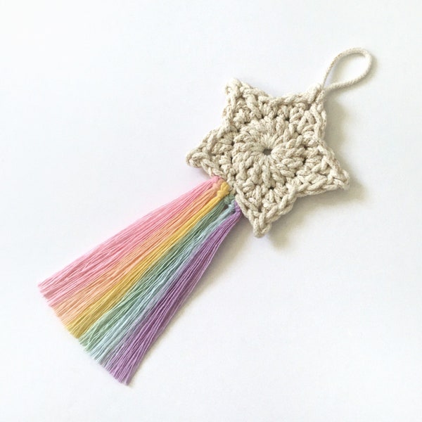 Pastel Rainbow Crochet Star Hanging Decoration Door Charm