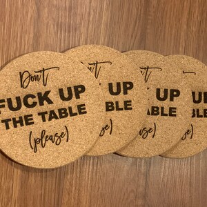 Laser engraved cork coaster 4&quot; (Set of 4)