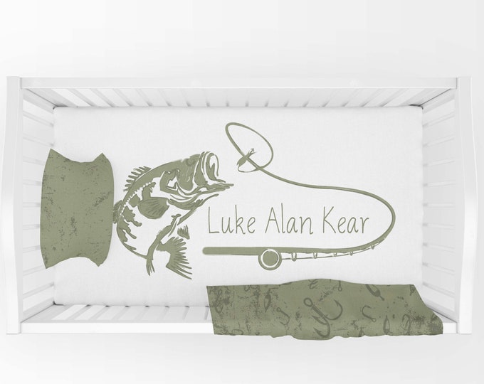 Personalized Fish Crib Sheet Fish Nursery Bedding Bass Etsy