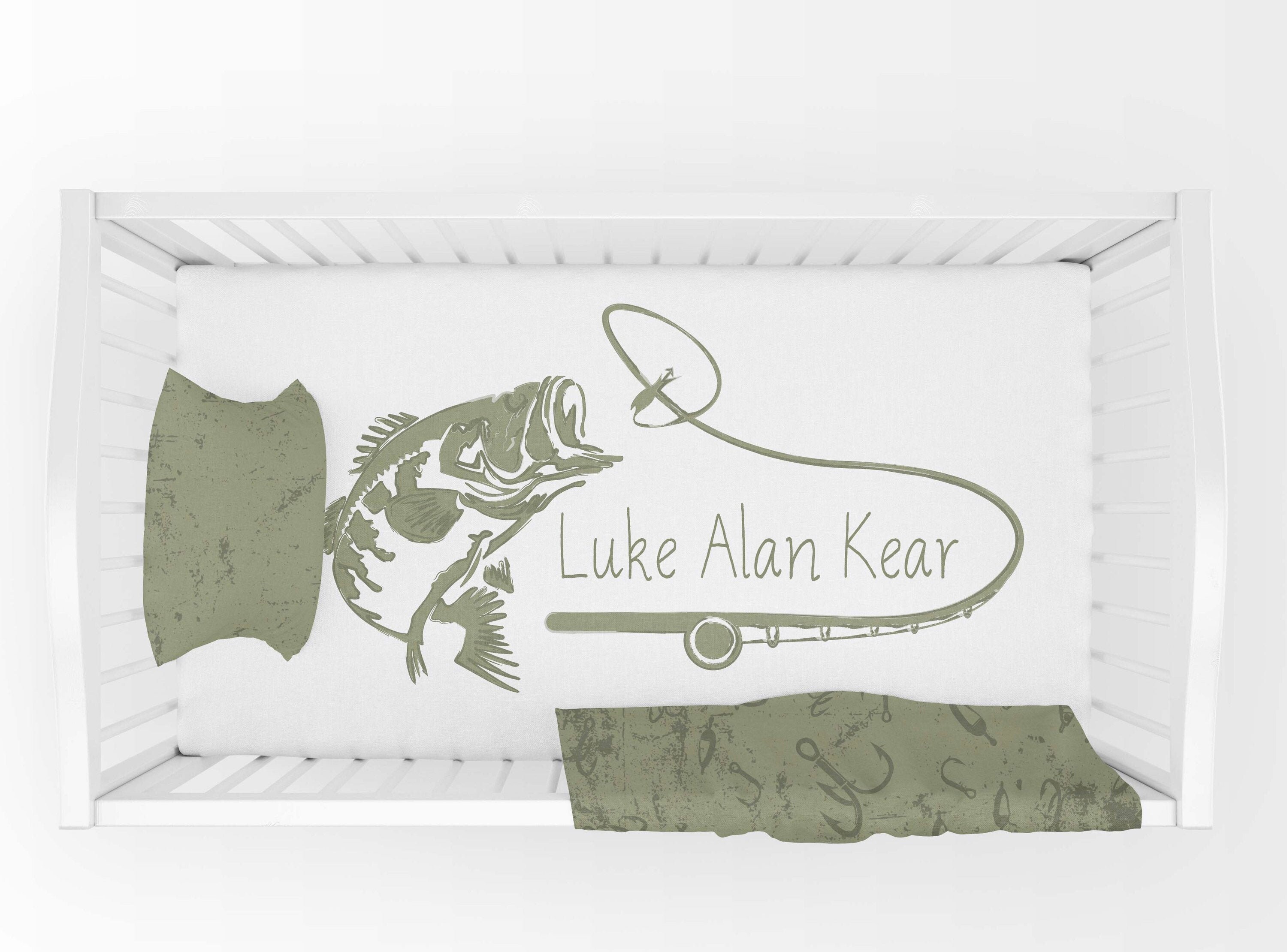 Personalized Fish Crib Sheet Fish Nursery Bedding Bass Etsy