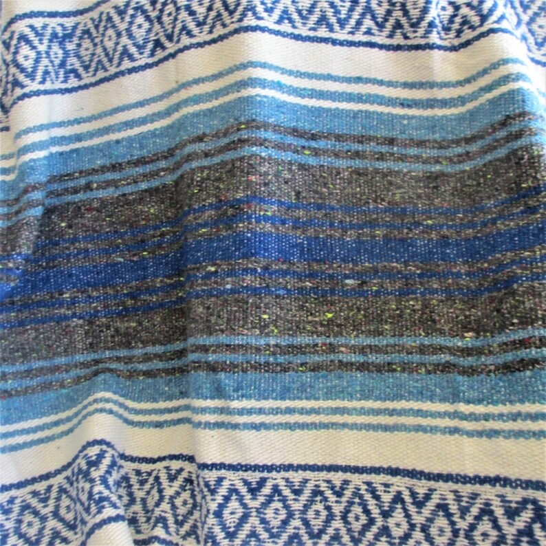 Mexican blanket falsa vintage blueoff whitegray stripes southwestern