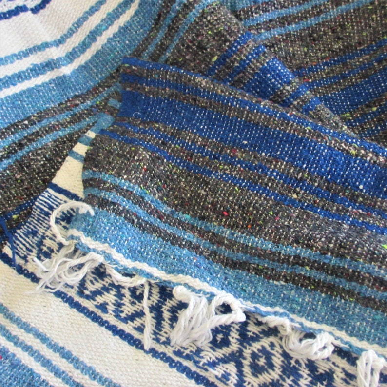 Mexican blanket falsa vintage blueoff whitegray stripes southwestern