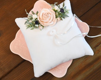 Blush Ring Bearer Pillow, Wedding Ring Pillow, Rustic Ring Bearer Pillow, Ring Cushion, Ring Holder