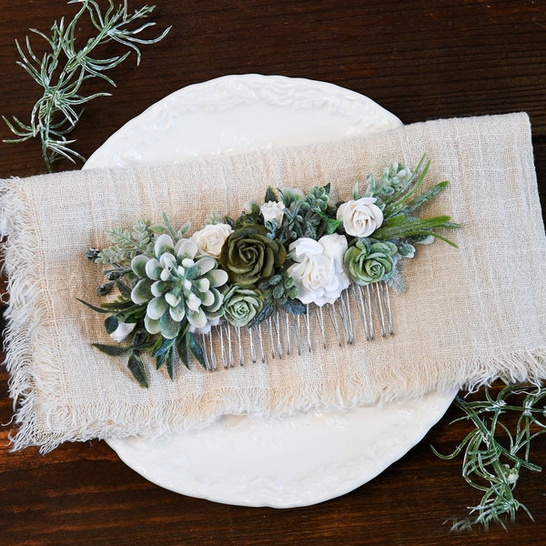 Sage Grün Hochzeit Haarkamm, Braut Blumen Kopfschmuck, Hochzeit Haarkamm, Sage Grün Floral Haarkamm, Floral Haarkamm