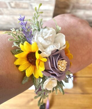 6 Bracciali Con Girasoli Artificiali Per Damigelle – Fiori Finti Al Polso Con Perle, Per Matrimoni E Balli, Eleganti