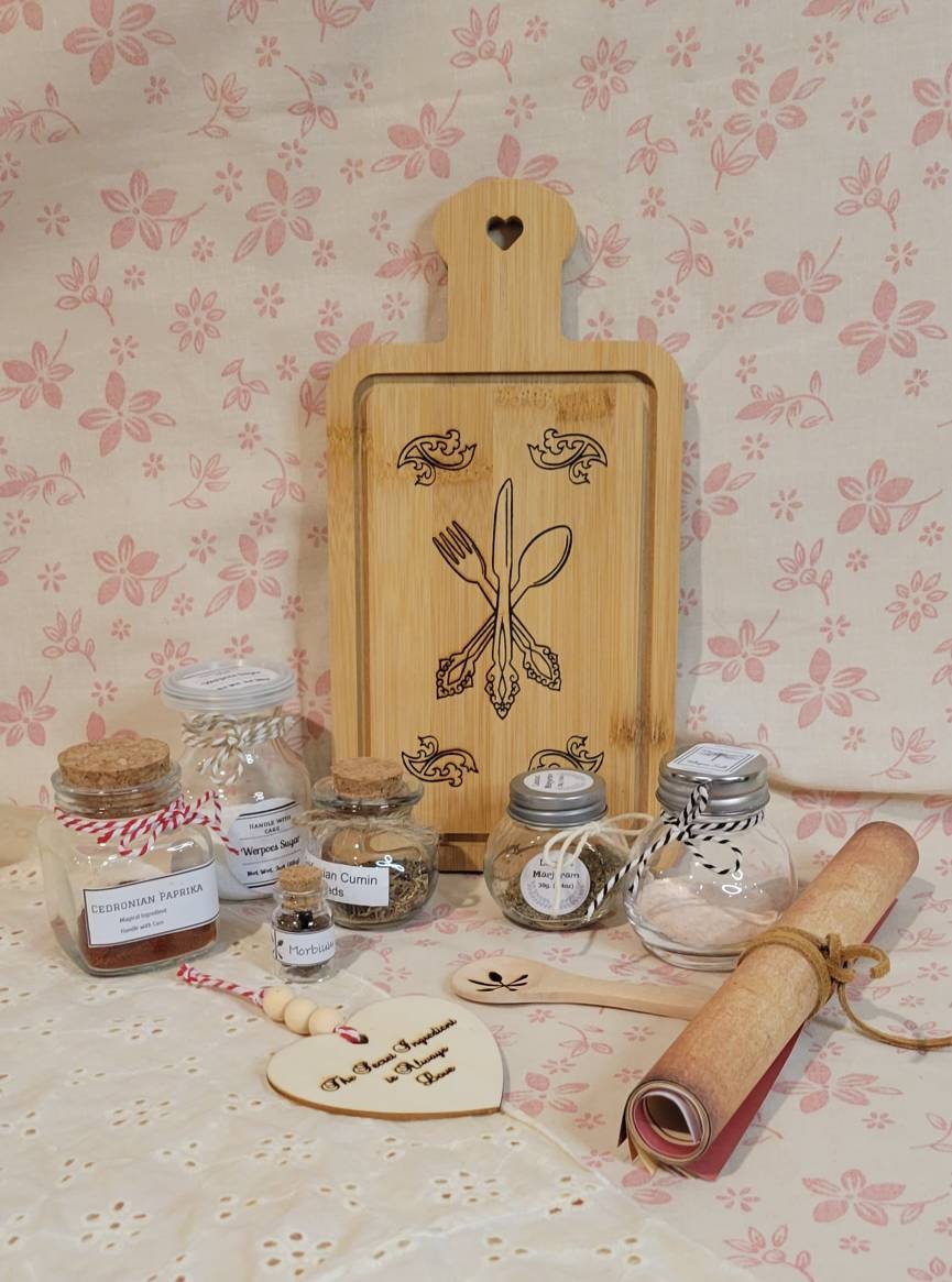 Just Add Magic Cutting Board and Spices, Engraved JAM Cutting Board, 8 Just  Add Magic Spice Jars Spices and Personalized Wooden Spoon 