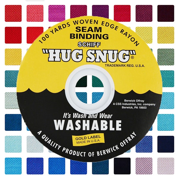 Encuadernación con costura ajustada Schiff Hug de 1/2 pulgada, carrete de 100 yardas, color # s 000-729, 100% rayón