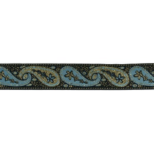 Paisley Jacquard Ribbon Trim-Blue/Gold