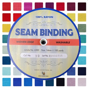 1/2 Inch Seam Binding- UR-6500 -  100% Rayon - 100YD Spool