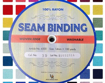 1/2 Inch Seam Binding- UR-6500 -  100% Rayon - 100YD Spool