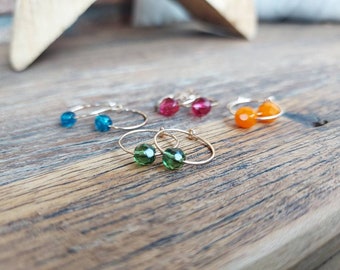 Hoop earrings with colored glass beads