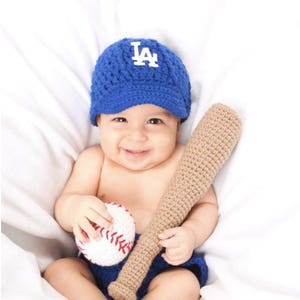 Crochet LA Dodgers Baby Photo Prop Los Angeles Dodgers World Series Champions MLB Baby Outfit crochet Baseball and Bat La Hat Newborn. Etsy