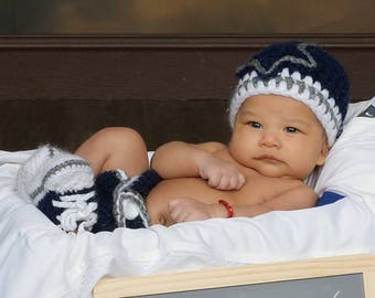 Dallas Cowboys Crochet Baby Photoprop, Set,Football,Team,Newborn, Outfit, Photography, Babyshower Gift, Handmade, Hat , Diaper cover, Shoes.