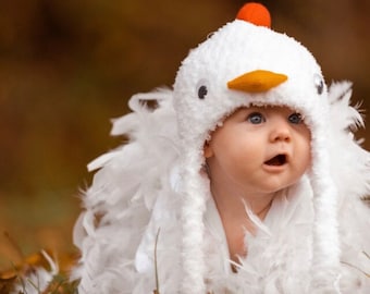 Crochet Chicken Costume, Chicken Hat, Photo Prop, Baby Chicken Costume, Newborn, Toddler, Halloween Costume, Bird, Farm, Halloween, Easter