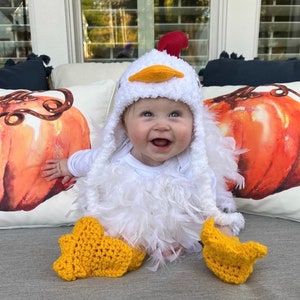 Crochet Chicken Costume, Chicken Hat, Photo Prop, Baby Chicken Costume, Newborn, Toddler, Halloween Costume, Halloween.