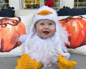 Crochet Chicken Costume, Chicken Hat, Photo Prop, Baby Chicken Costume, Newborn, Toddler, Halloween Costume, Halloween.